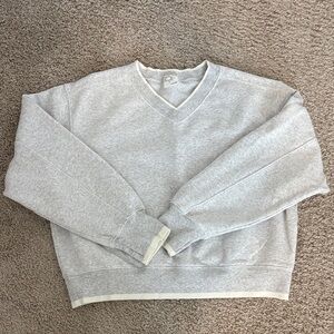 aerie Light Heather Gray V-Neck Sweatshirt